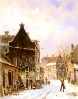 阿德裡亞努斯 埃沃森 A Village Street Scene in Winter 阿德裡亞努斯 埃沃森 A Village Street Scene in Winter